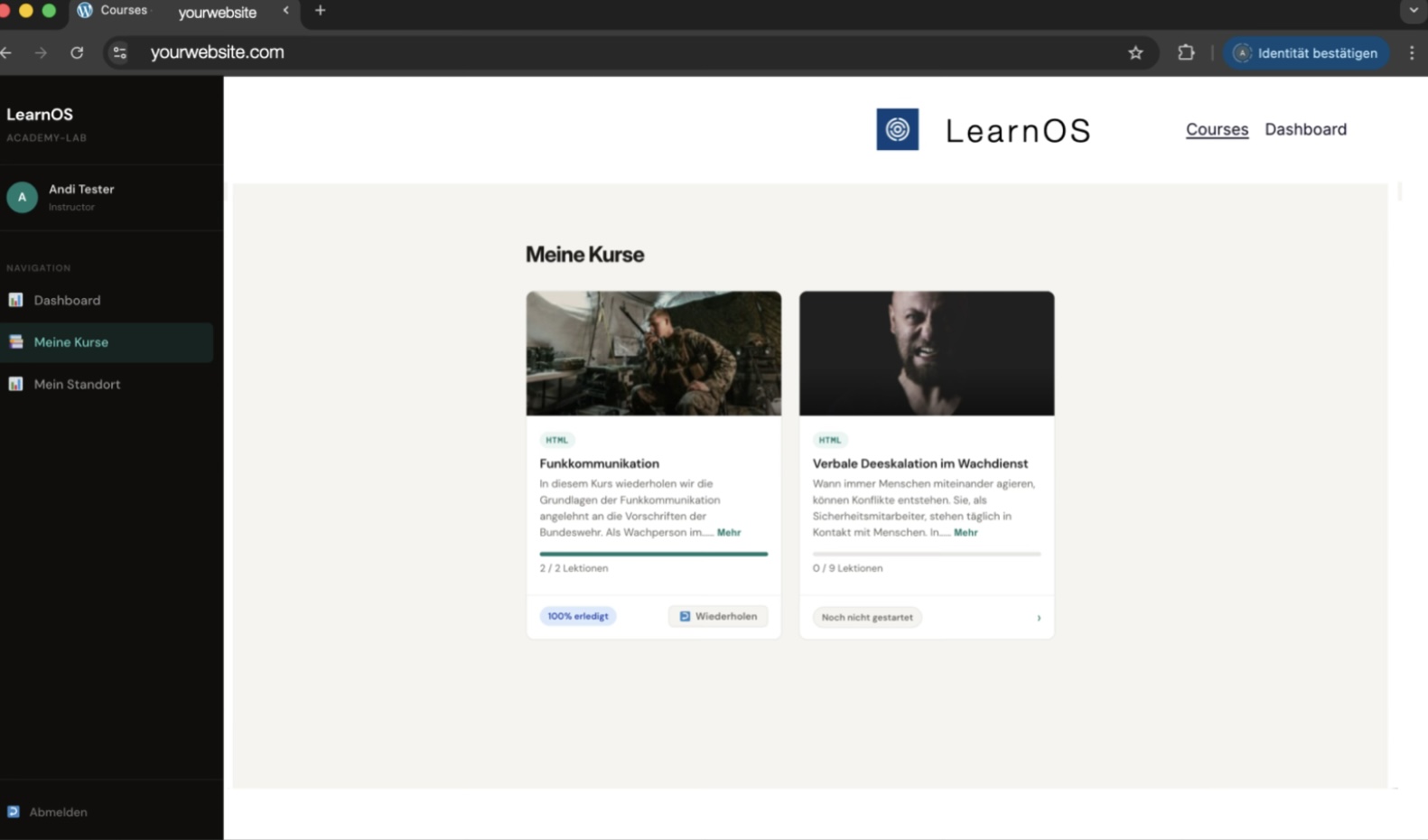LearnOS Desktop Ansicht