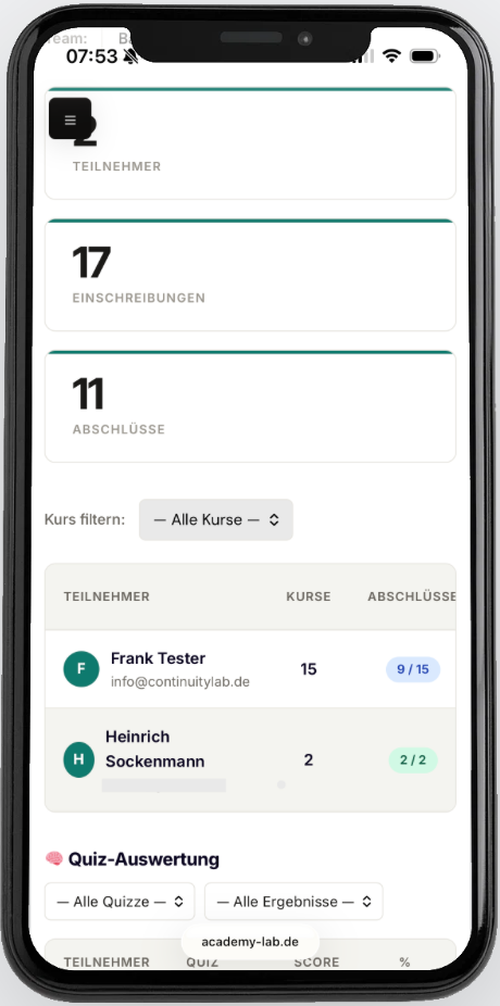 LearnOS mobile view